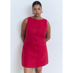 Robe Courte Boutonnée En Lin Mélangé