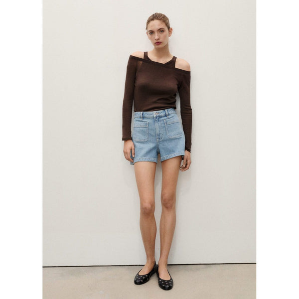 Short En Jean Taille Haute Avec Poches