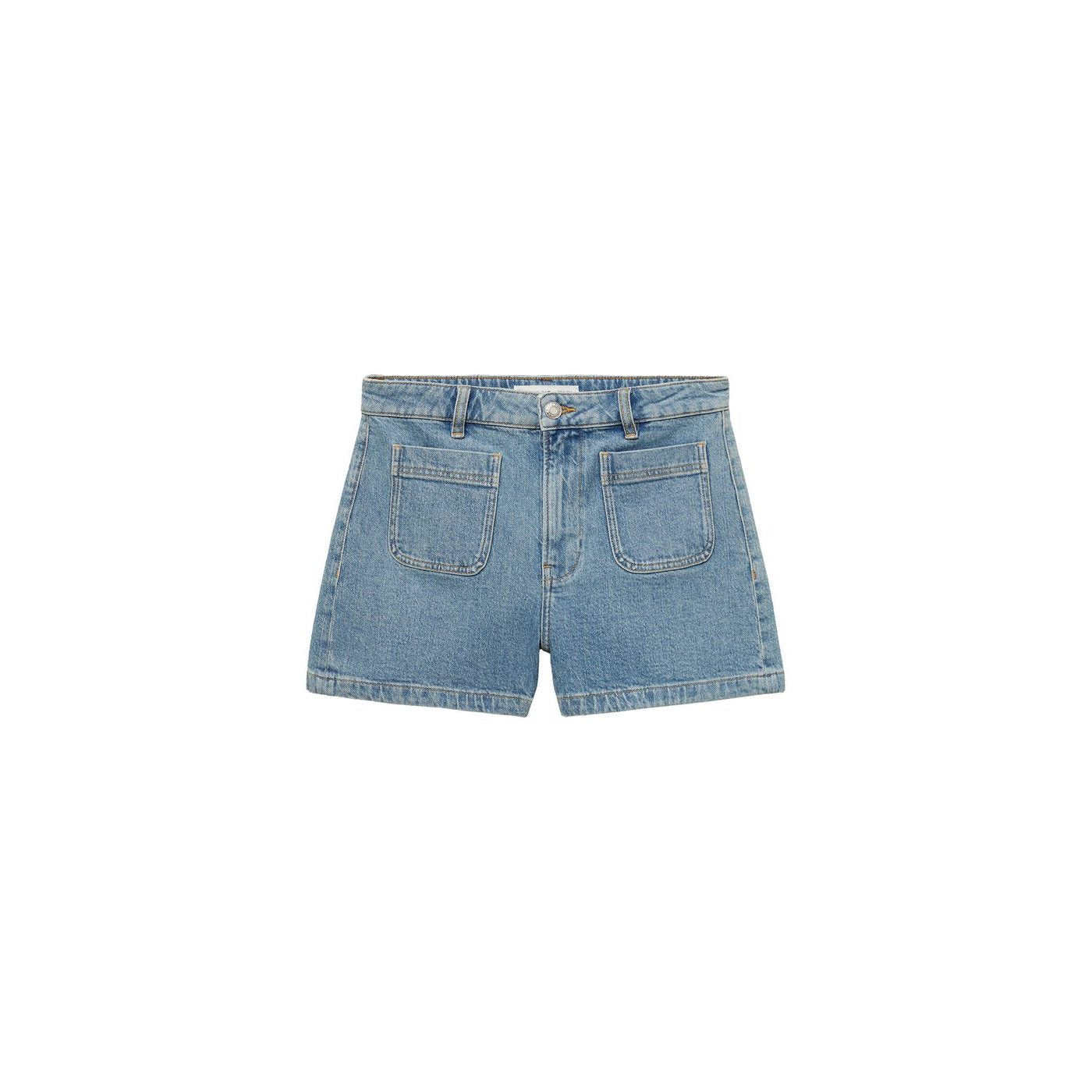 Short En Jean Taille Haute Avec Poches