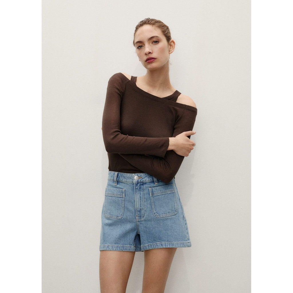 Short En Jean Taille Haute Avec Poches