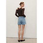 Short En Jean Taille Haute Avec Poches