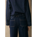 Jean Wideleg Taille Haute Rinse Wash