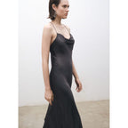 Robe Soie Encolure Drapée
