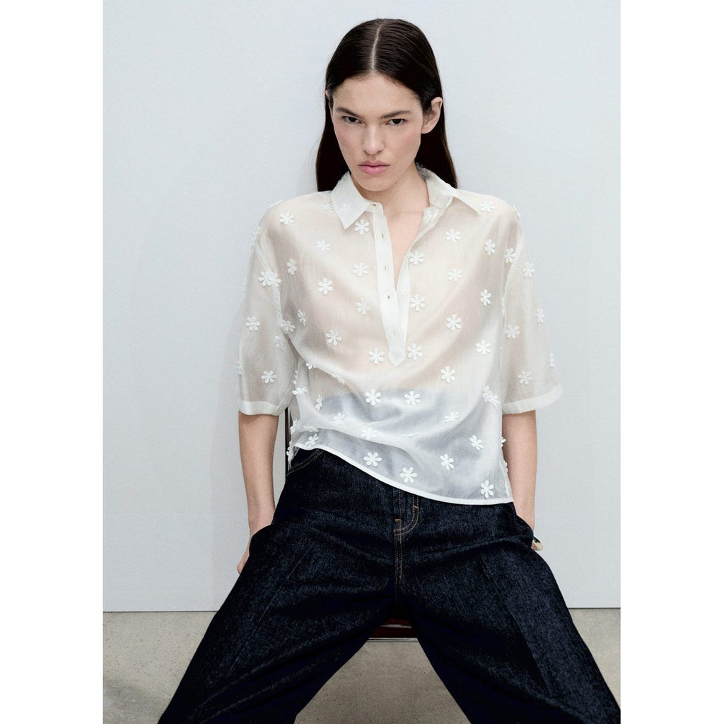 Chemise Semi-Transparente En Lyocell À Fleurs