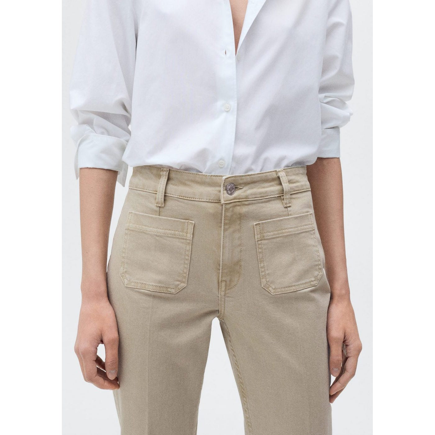 Jean Flare Crop Poches