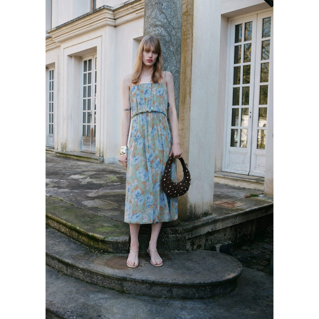 Robe À Fleurs Taille Froncée
