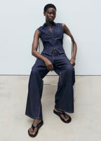 Pantalon Denim Wideleg Ceinture