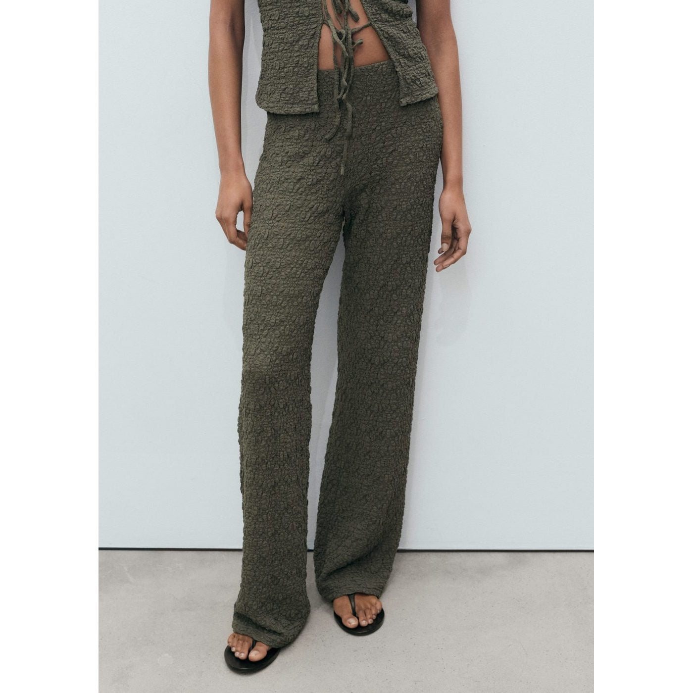 Pantalon Droit Texturé
