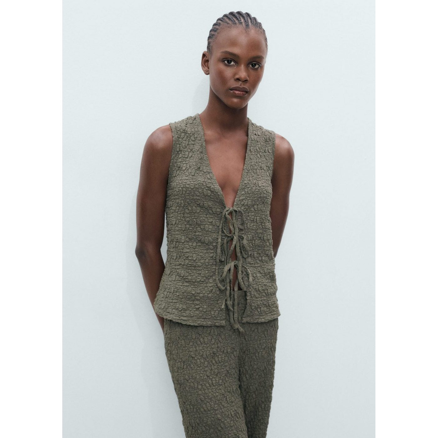 Pantalon Droit Texturé