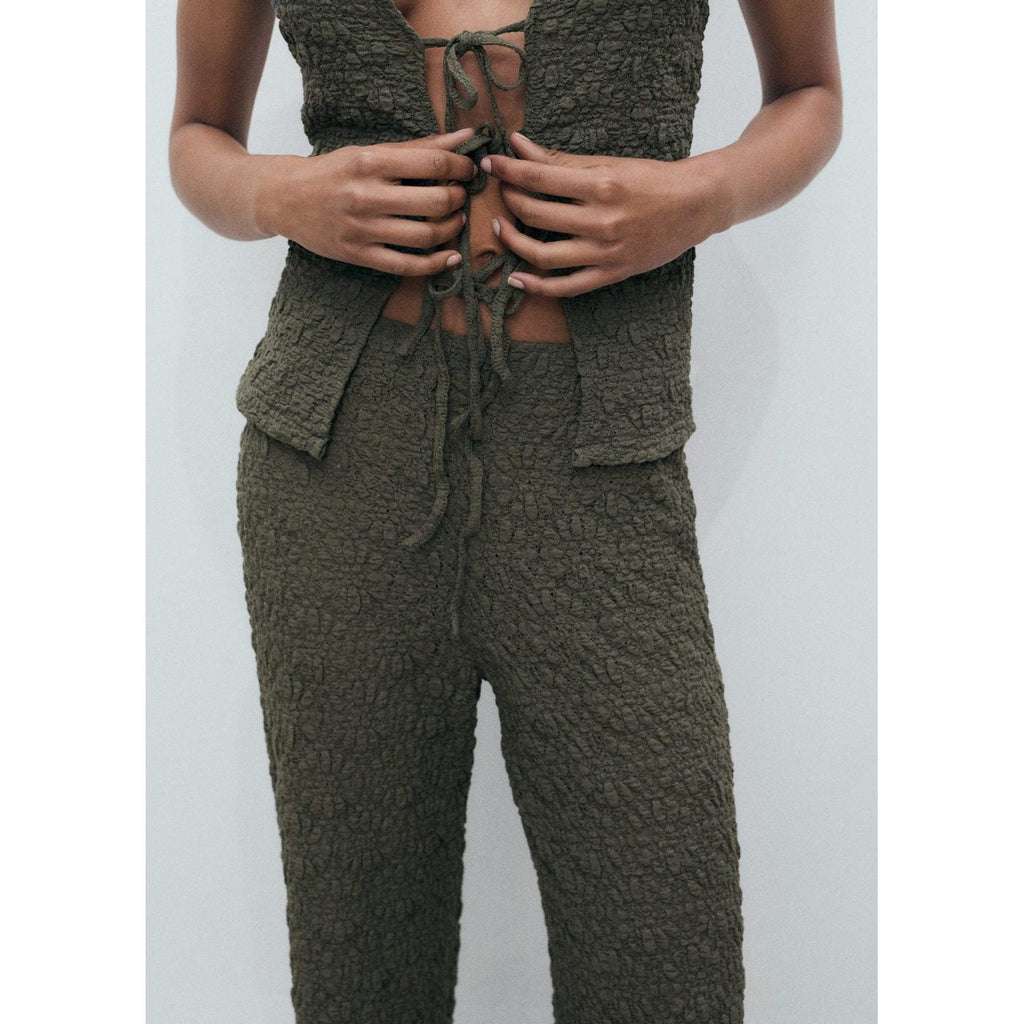 Pantalon Droit Texturé