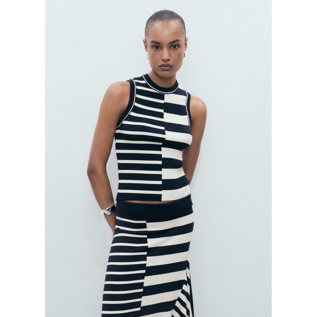 Jupe En Maille Asymétrique À Rayures