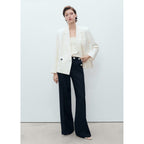Pantalon Droit Boutons Contraste