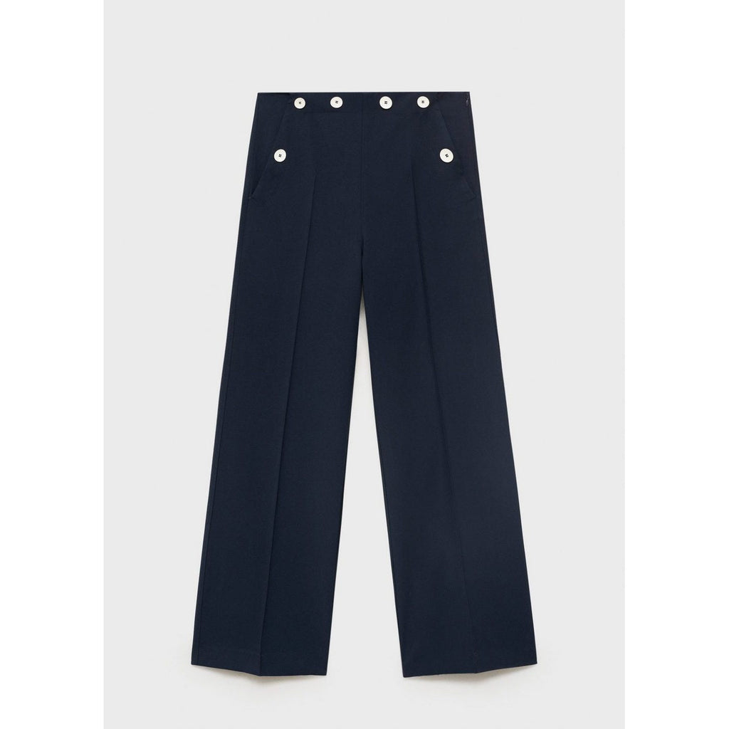Pantalon Droit Boutons Contraste