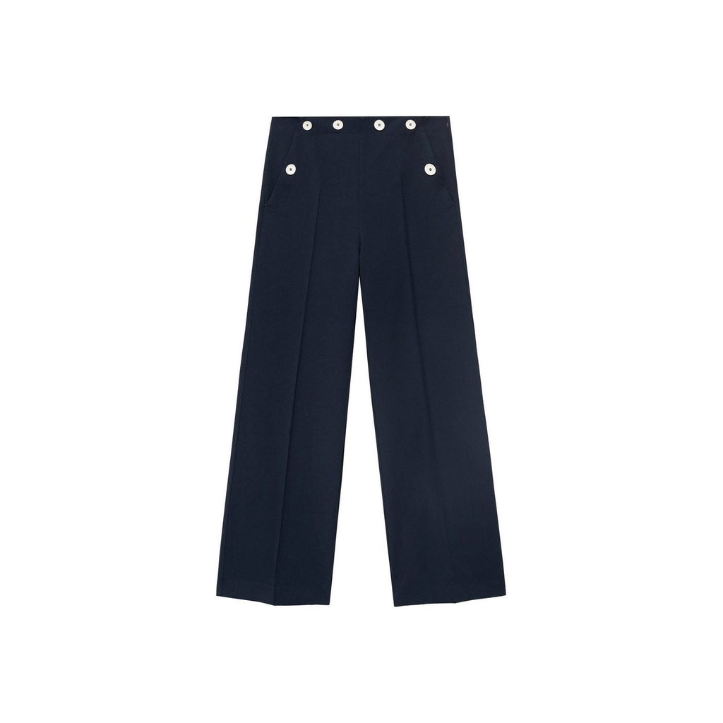 Pantalon Droit Boutons Contraste