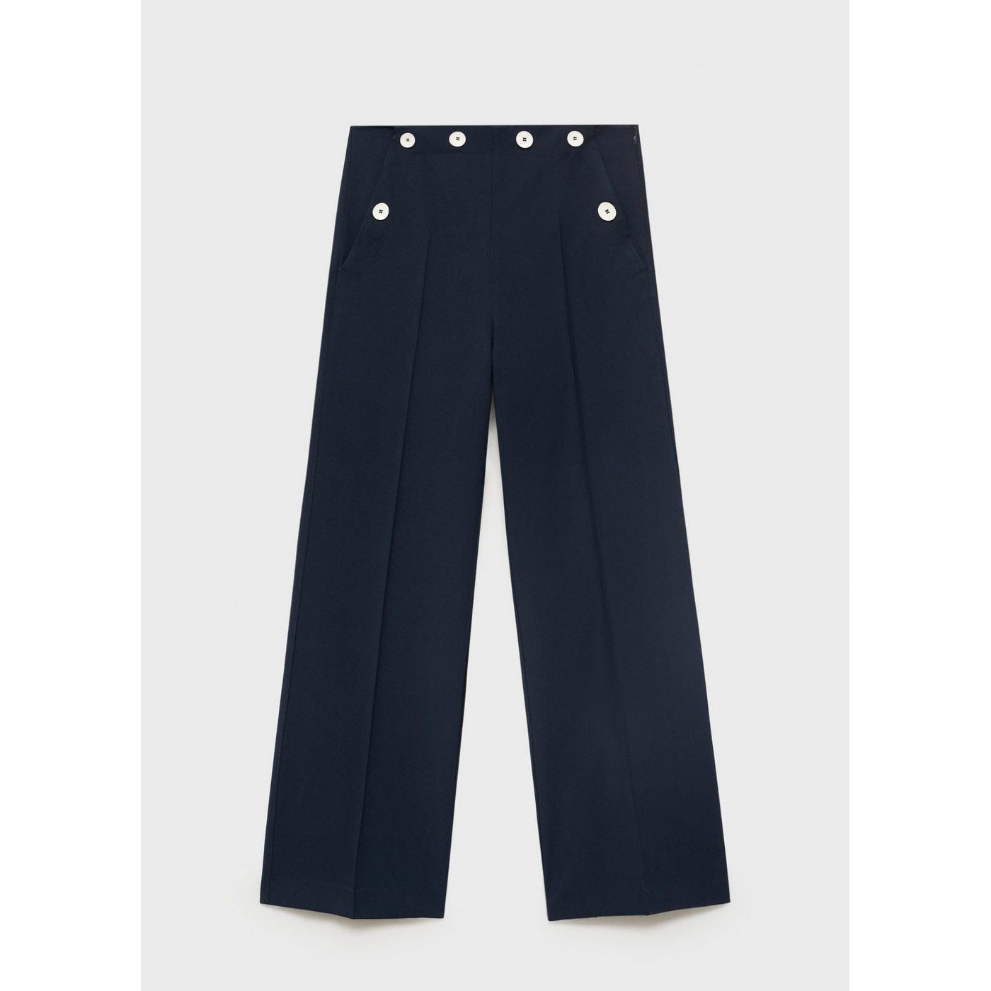 Pantalon Droit Boutons Contraste