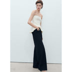 Pantalon Droit Boutons Contraste