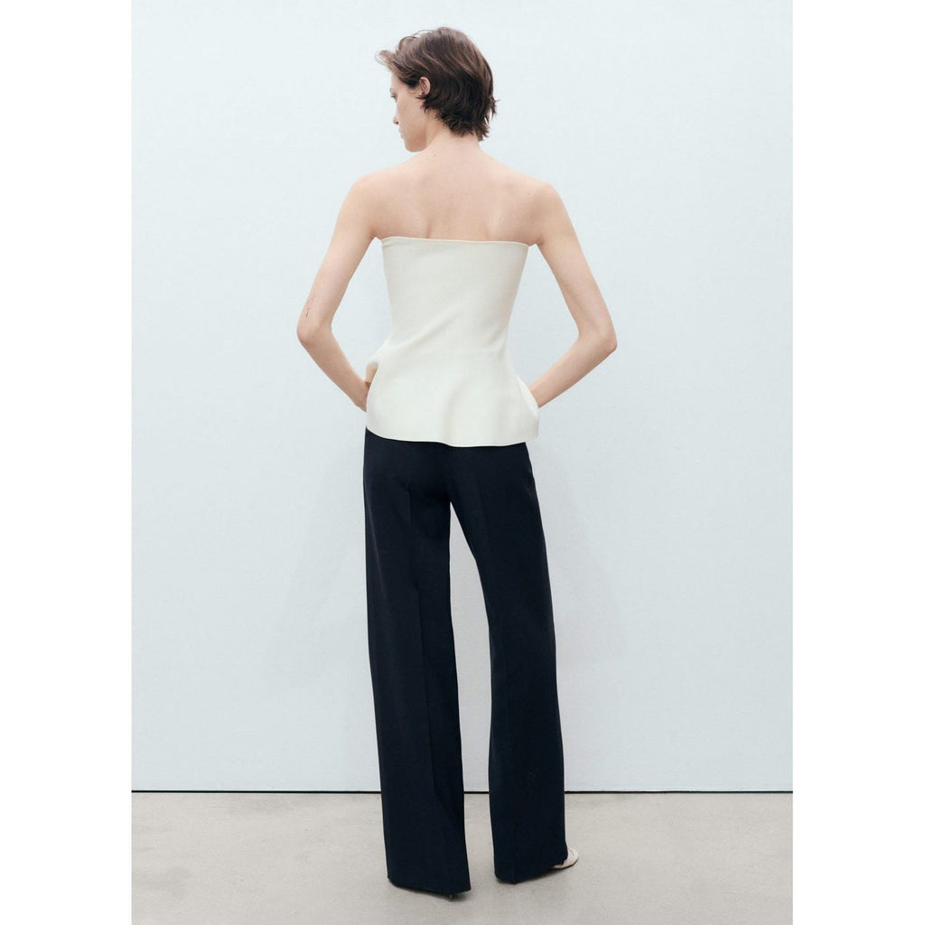 Pantalon Droit Boutons Contraste
