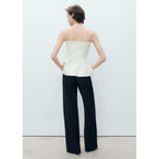 Pantalon Droit Boutons Contraste