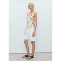 Blouse Ajustée À Fleurs Et Boutons