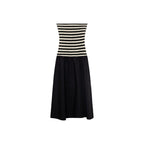 Robe Bustier Combinée À Rayures