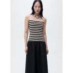 Robe Bustier Combinée À Rayures