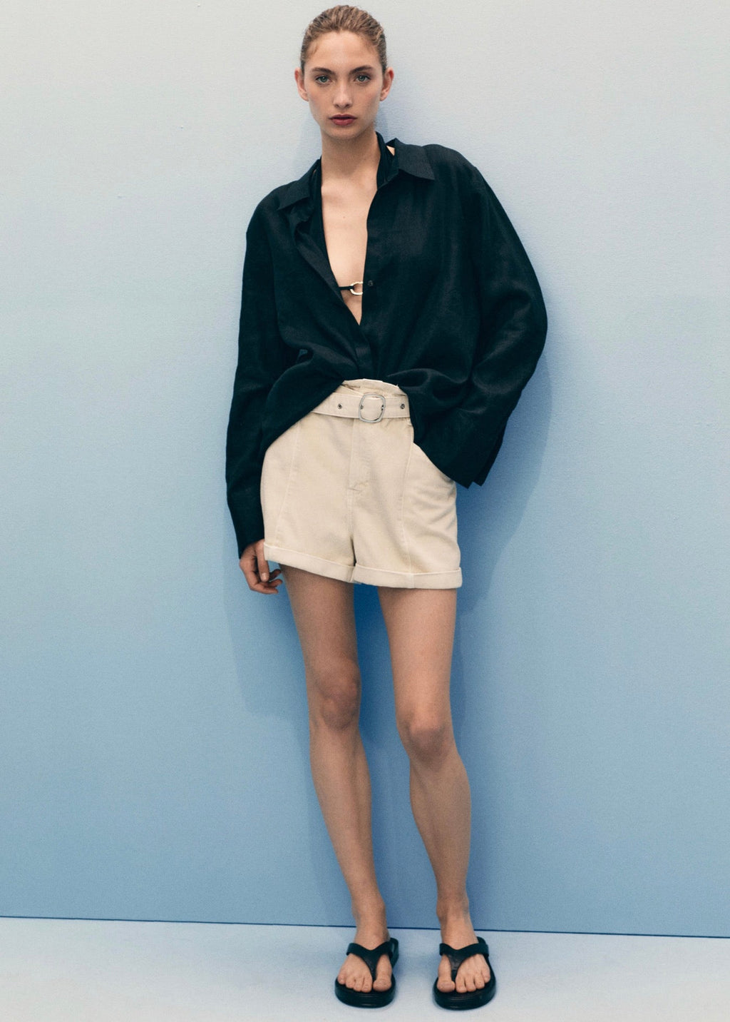 Shorts Paperbag Avec Ourlet Retroussé Et Ceinture