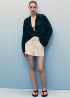Shorts Paperbag Avec Ourlet Retroussé Et Ceinture