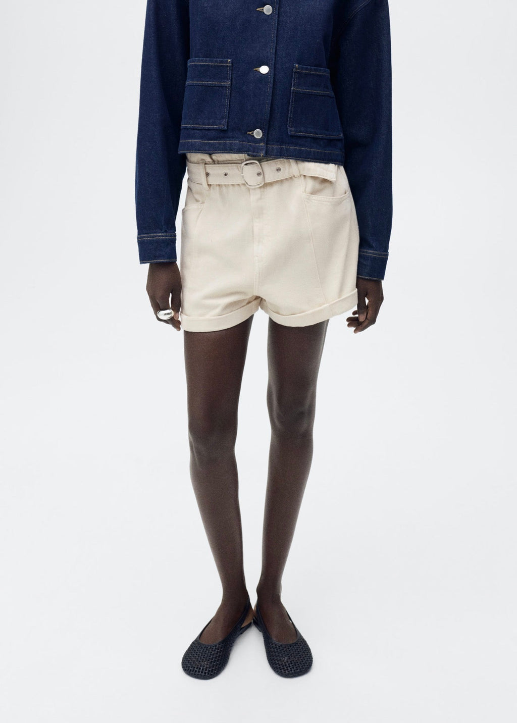 Shorts Paperbag Avec Ourlet Retroussé Et Ceinture