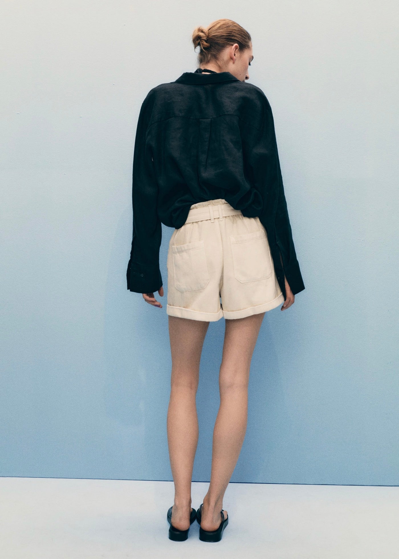 Shorts Paperbag Avec Ourlet Retroussé Et Ceinture
