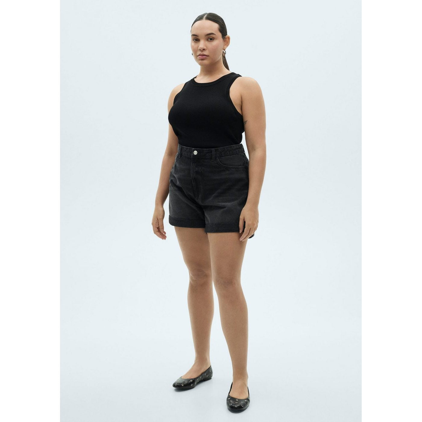 Short En Jean Taille Haute Coupe Mom