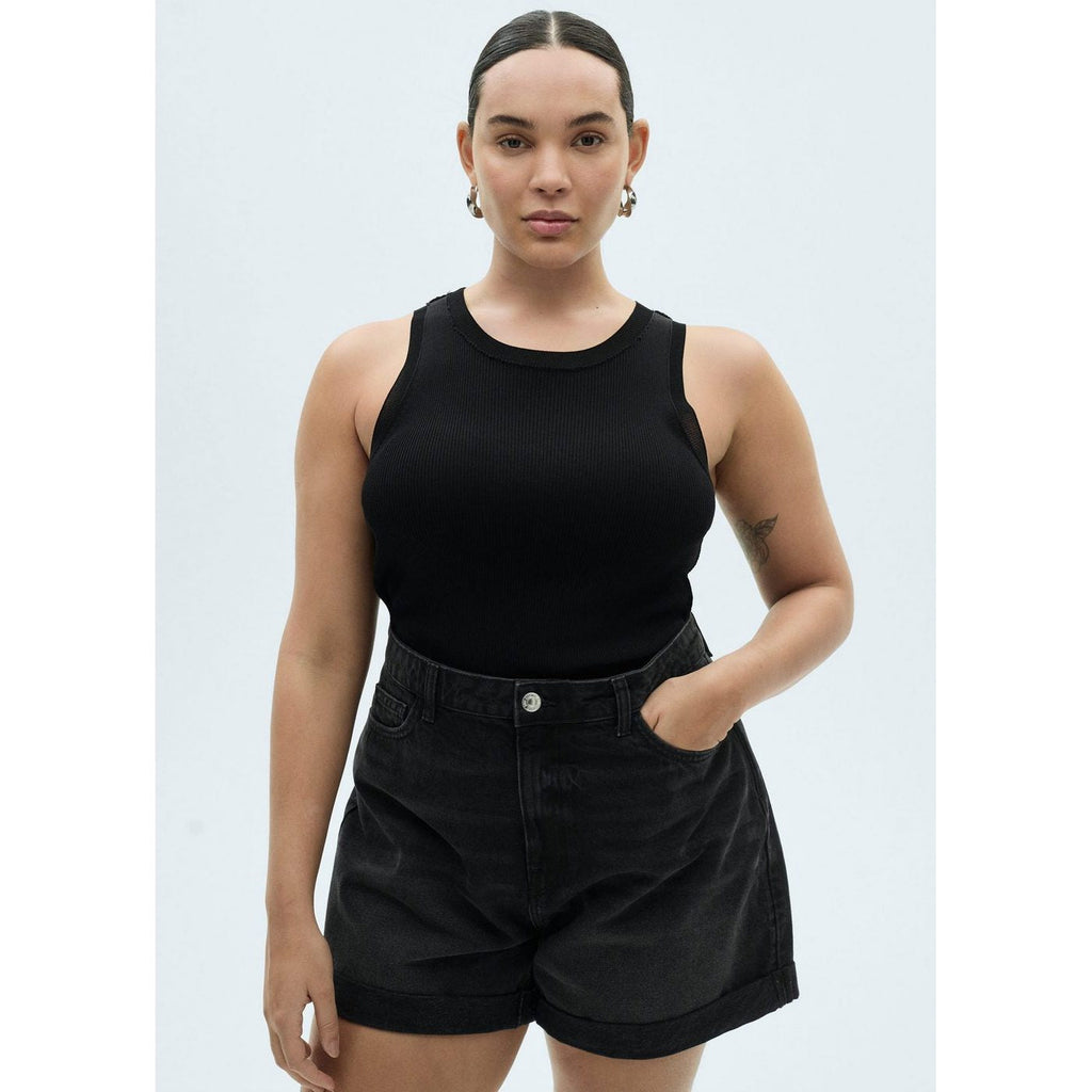 Short En Jean Taille Haute Coupe Mom