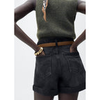 Short En Jean Taille Haute Coupe Mom