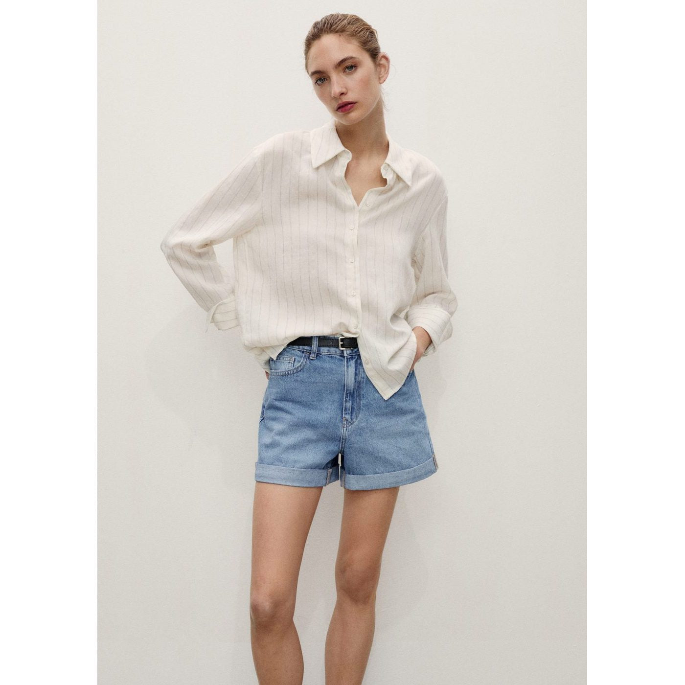 Short En Jean Taille Haute Coupe Mom