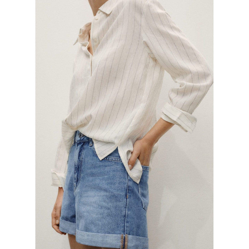 Short En Jean Taille Haute Coupe Mom