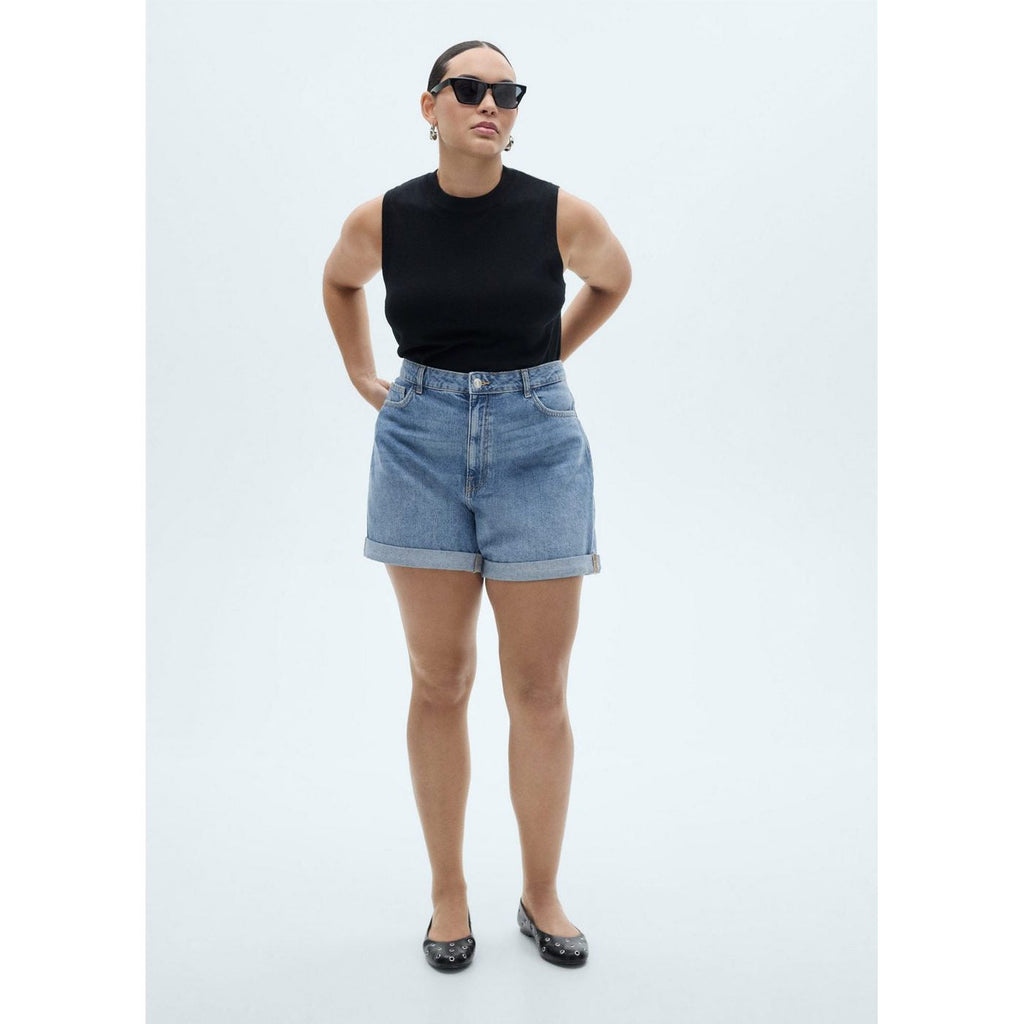 Short En Jean Taille Haute Coupe Mom