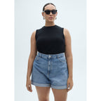 Short En Jean Taille Haute Coupe Mom