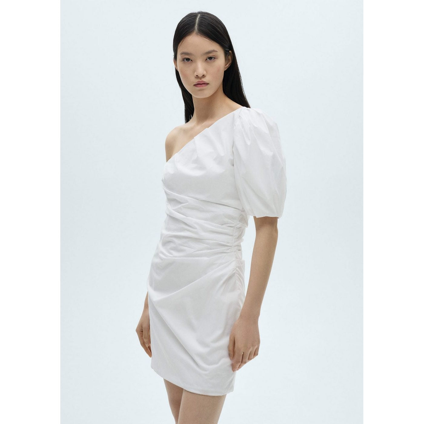 Robe Asymétrique Manches Bouffantes