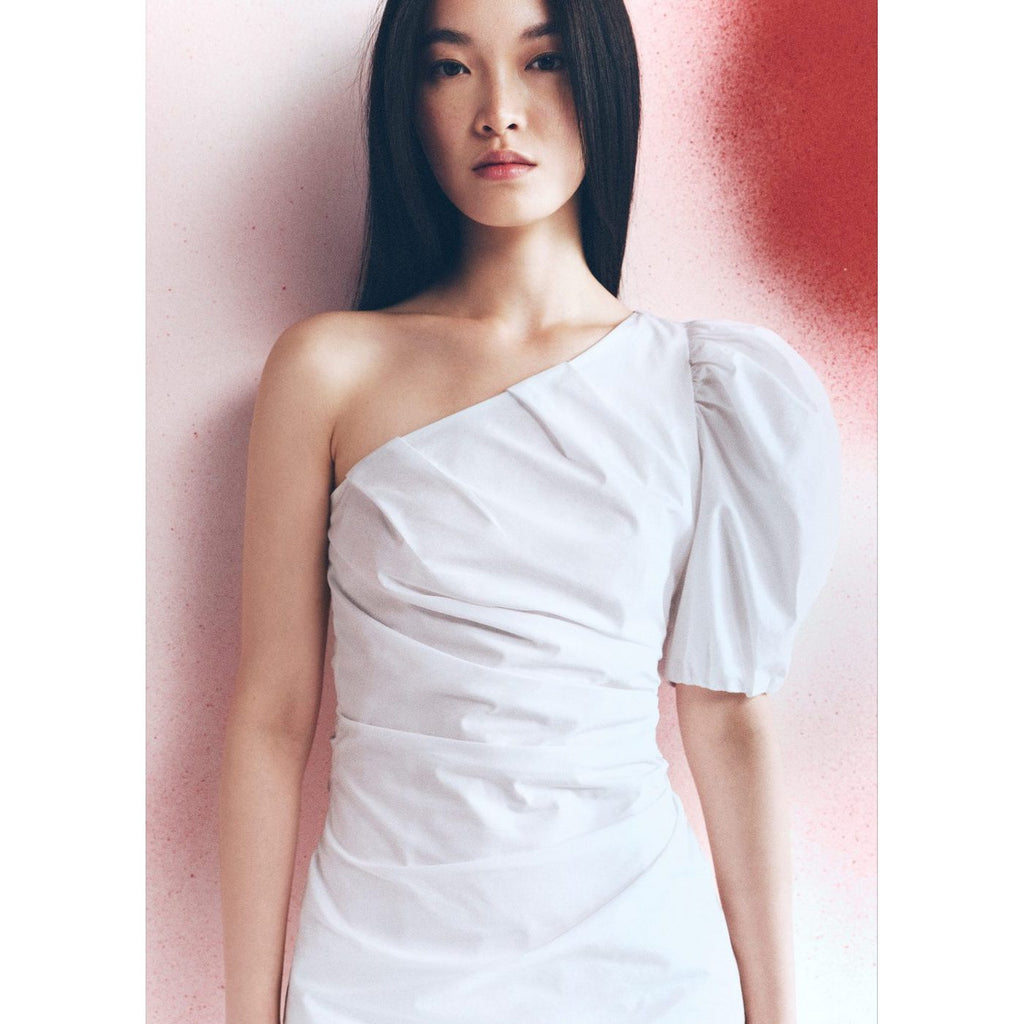 Robe Asymétrique Manches Bouffantes