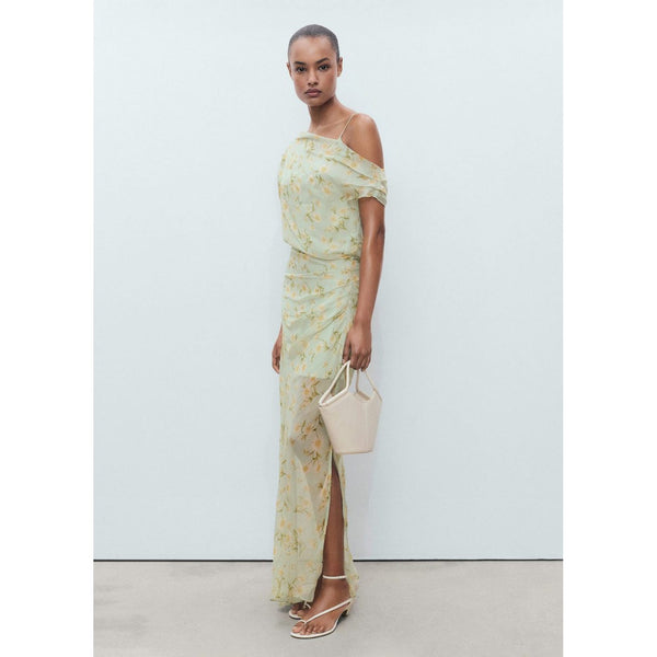 Robe À Fleurs Drapée Semi-Transparente