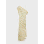 Robe À Fleurs Drapée Semi-Transparente