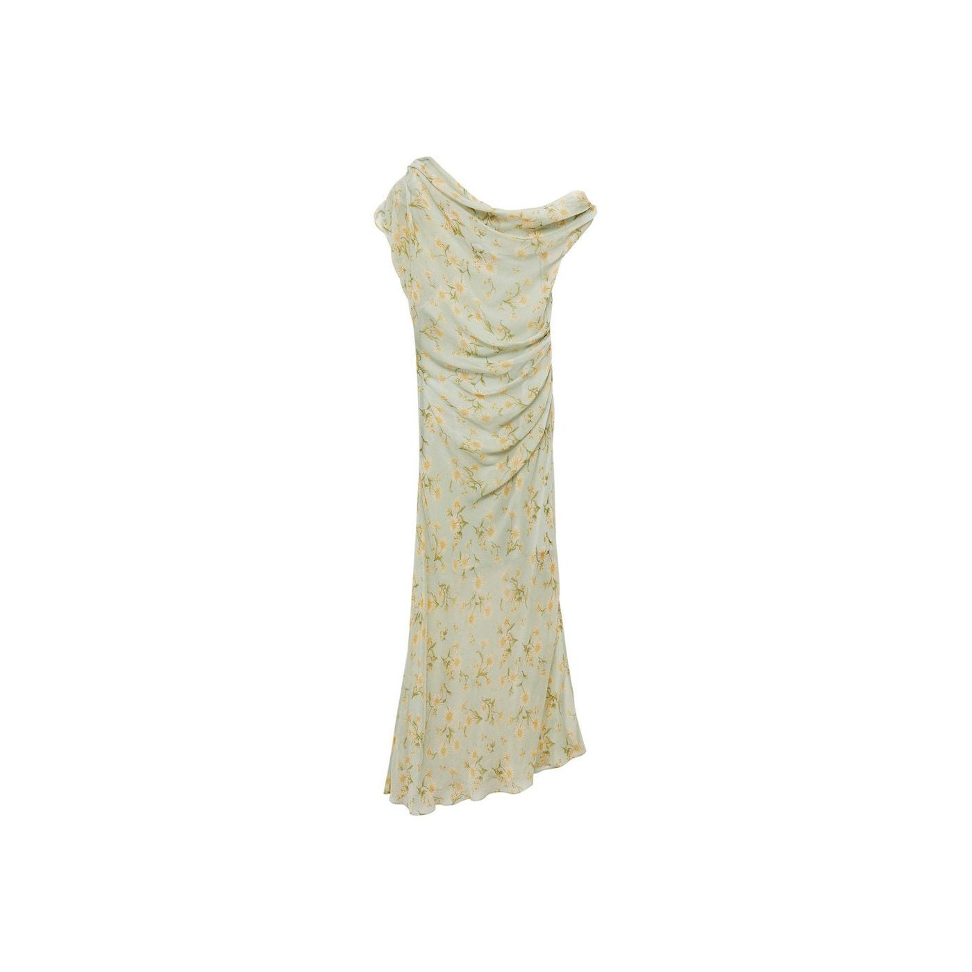 Robe À Fleurs Drapée Semi-Transparente