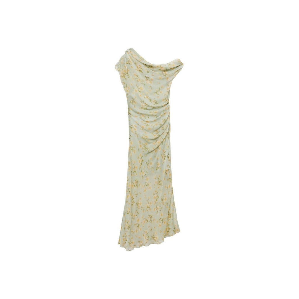 Robe À Fleurs Drapée Semi-Transparente