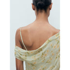 Robe À Fleurs Drapée Semi-Transparente