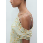 Robe À Fleurs Drapée Semi-Transparente