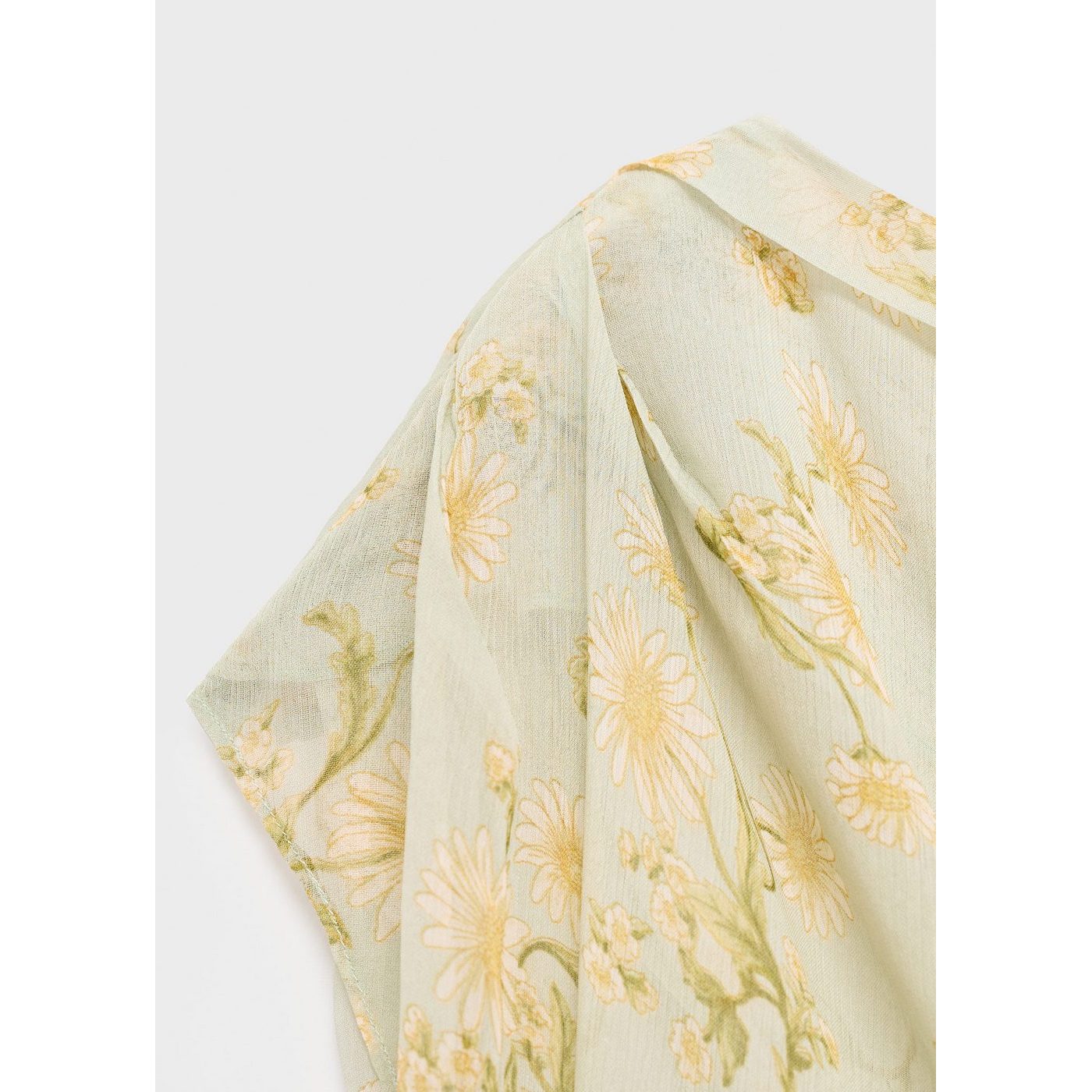 Robe À Fleurs Drapée Semi-Transparente