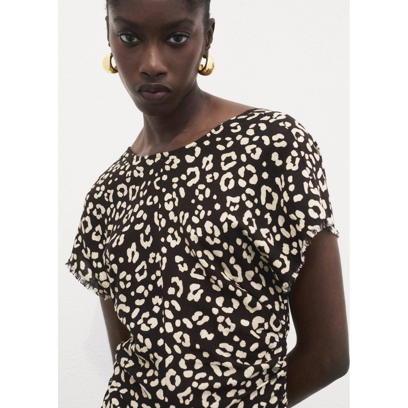 Robe Imprimé Animal Avec Finitions Effilochées