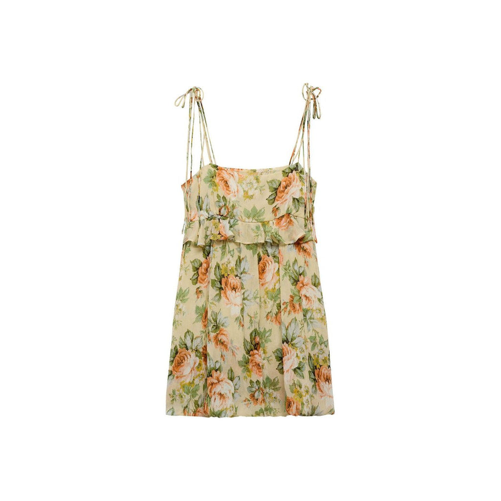 Robe Courte À Fleurs Détail Volants