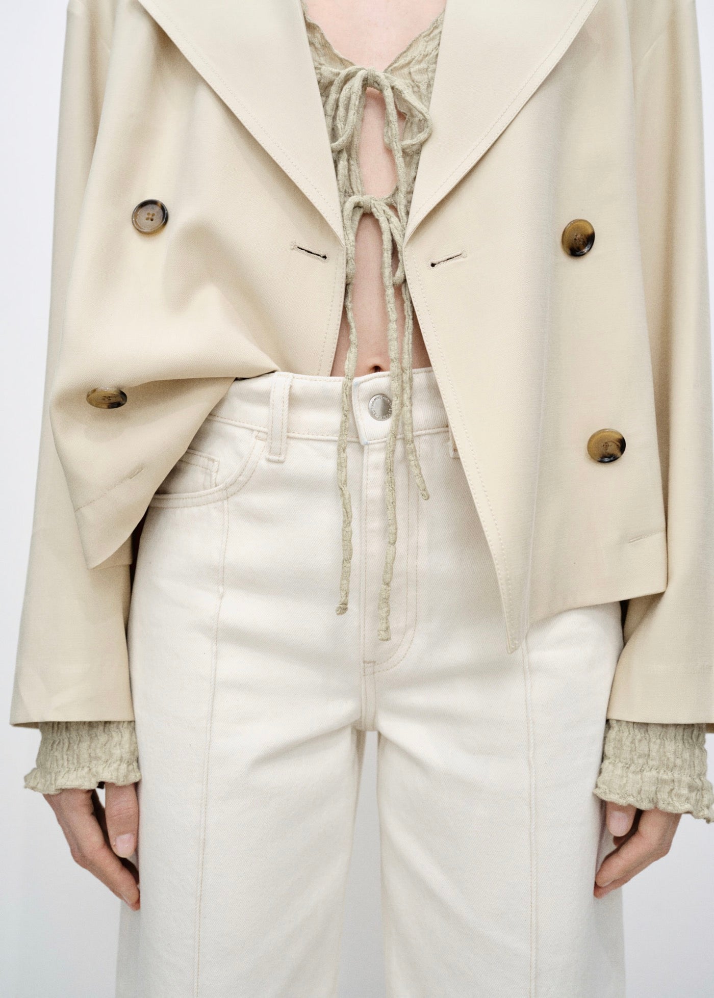Jean Wideleg Crop Coutures