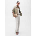 Pantalon Cargo En Lin Bas Bouffant