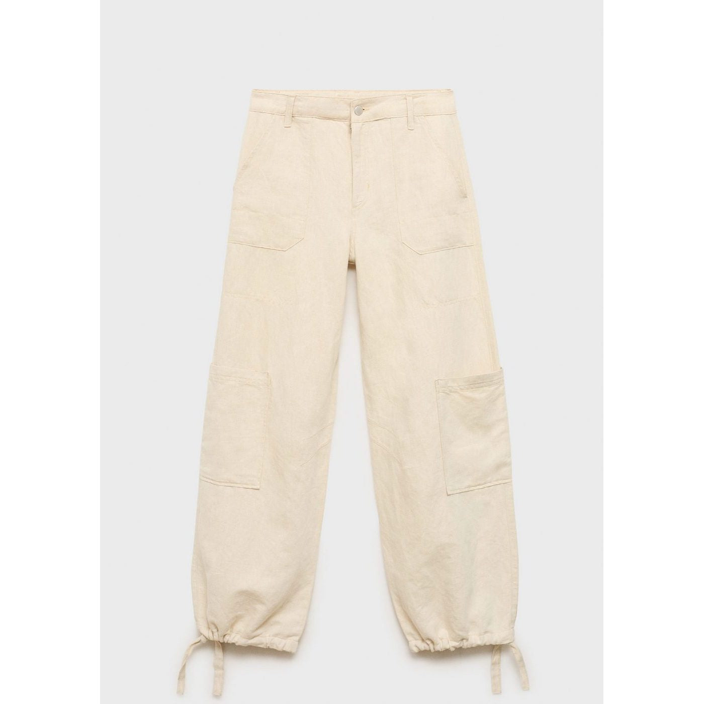 Pantalon Cargo En Lin Bas Bouffant